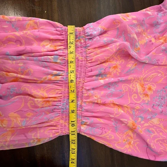 Ramy Brook Pink Long Sleeve Dress Size XS Long Sleeve Smocked Summer Spring - Picture 11 of 12